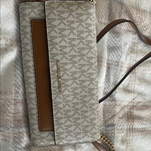 Michael Kors Cream and Brown Crossbody Bag